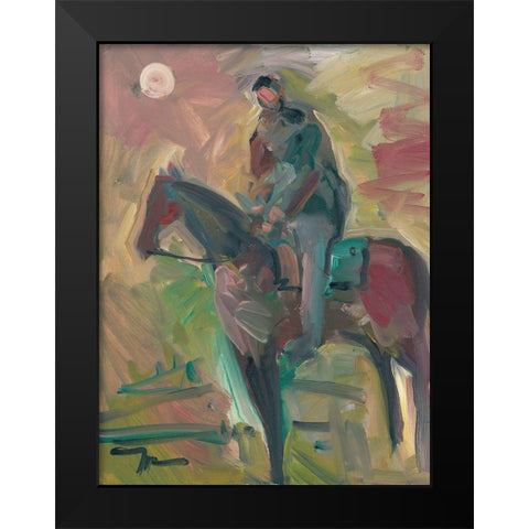 Desert Horseman Black Modern Wood Framed Art Print by Trujillo, Jose