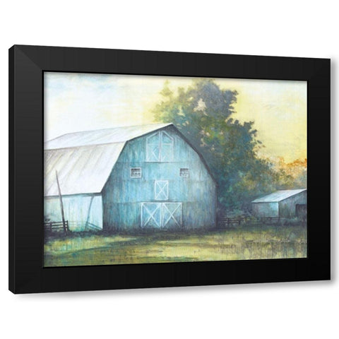 Rustic Blue Barn Black Modern Wood Framed Art Print with Double Matting by White Ladder