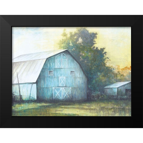 Rustic Blue Barn Black Modern Wood Framed Art Print by White Ladder