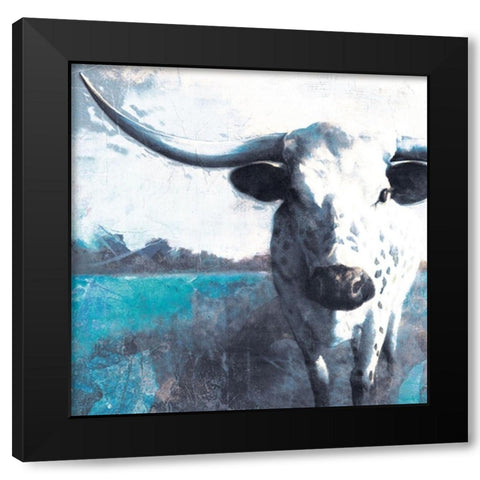 Cow Close Up Black Modern Wood Framed Art Print by White Ladder