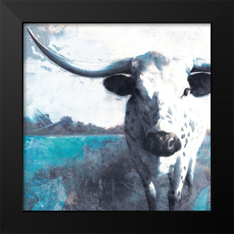 Cow Close Up Black Modern Wood Framed Art Print by White Ladder