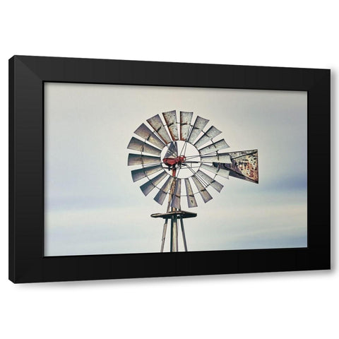 Windmill Close-Up Black Modern Wood Framed Art Print with Double Matting by White Ladder