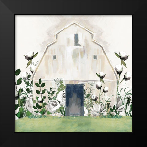 White Floral Barn Black Modern Wood Framed Art Print by White Ladder