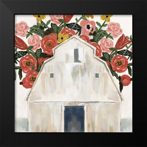 Floral Pop Ups Black Modern Wood Framed Art Print by White Ladder