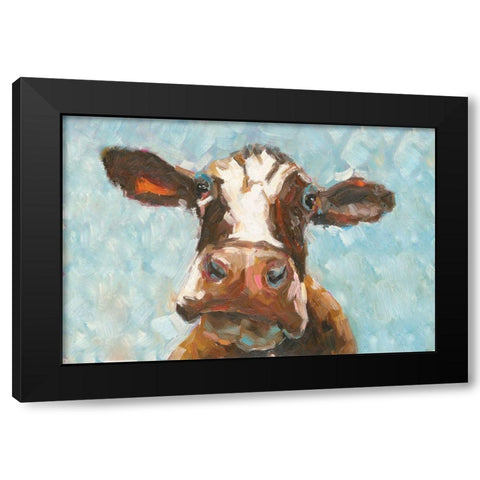 How Now Brown Cow Black Modern Wood Framed Art Print with Double Matting by White Ladder