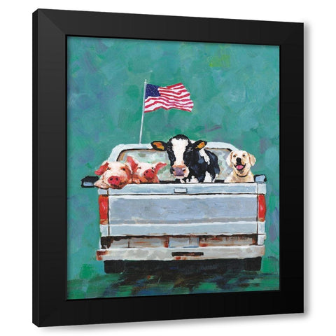 Ride on the Farm Black Modern Wood Framed Art Print with Double Matting by White Ladder