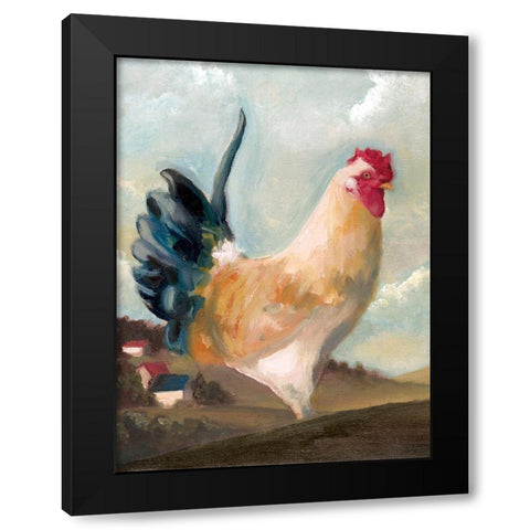 Hillside Rooster I Black Modern Wood Framed Art Print by White Ladder