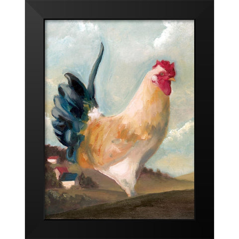 Hillside Rooster I Black Modern Wood Framed Art Print by White Ladder