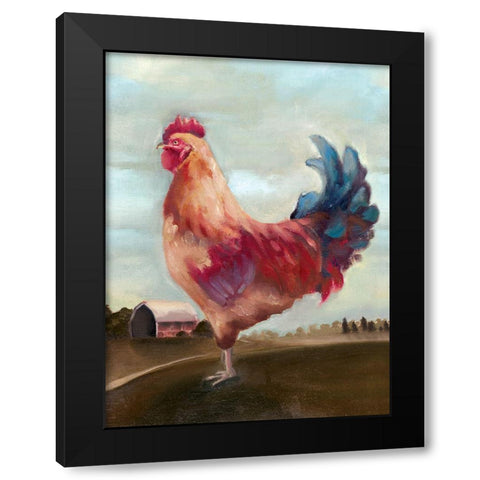 Hillside Rooster II Black Modern Wood Framed Art Print by White Ladder