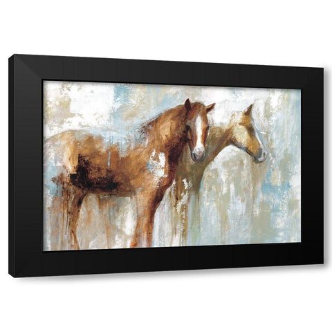 Horse Pals Black Modern Wood Framed Art Print by White Ladder