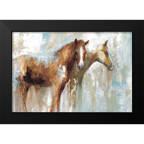 Horse Pals Black Modern Wood Framed Art Print by White Ladder