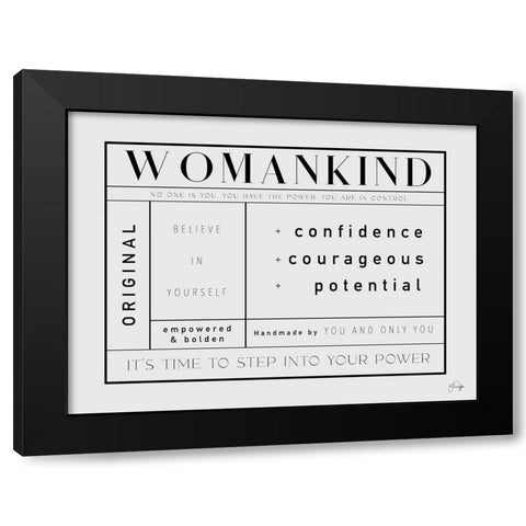 Womankind Black Modern Wood Framed Art Print by Yass Naffas Designs