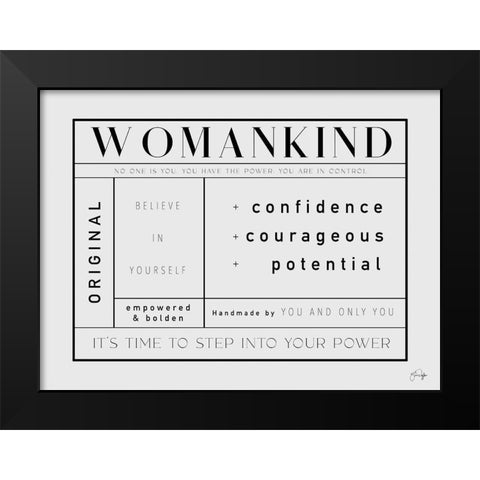 Womankind Black Modern Wood Framed Art Print by Yass Naffas Designs