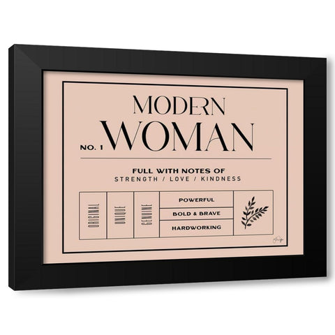 Modern Woman Black Modern Wood Framed Art Print with Double Matting by Yass Naffas Designs