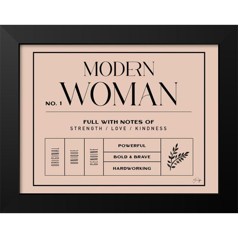 Modern Woman Black Modern Wood Framed Art Print by Yass Naffas Designs