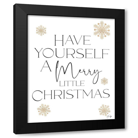 Merry Little Christmas Black Modern Wood Framed Art Print by Yass Naffas Designs