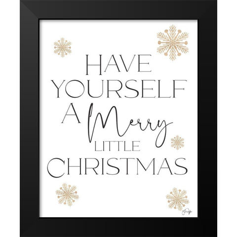 Merry Little Christmas Black Modern Wood Framed Art Print by Yass Naffas Designs