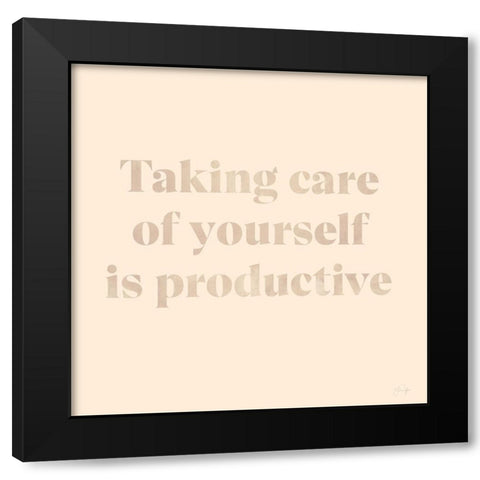 Taking Care of Yourself Black Modern Wood Framed Art Print with Double Matting by Yass Naffas Designs