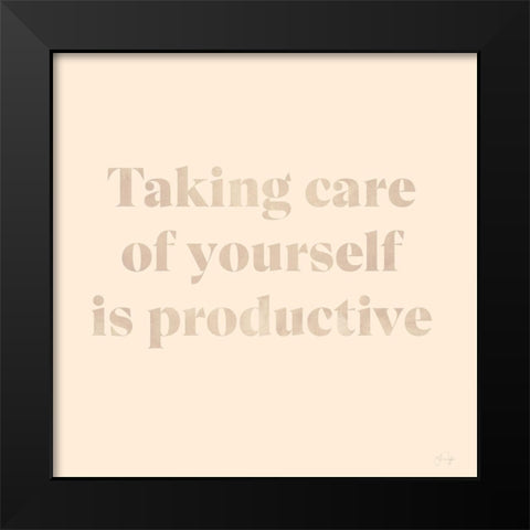 Taking Care of Yourself Black Modern Wood Framed Art Print by Yass Naffas Designs