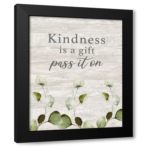 Kindness Gift Black Modern Wood Framed Art Print by Yass Naffas Designs