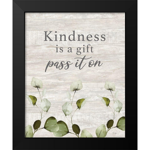 Kindness Gift Black Modern Wood Framed Art Print by Yass Naffas Designs