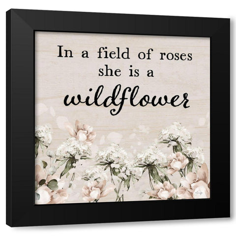 She is a Wildflower Black Modern Wood Framed Art Print with Double Matting by Yass Naffas Designs
