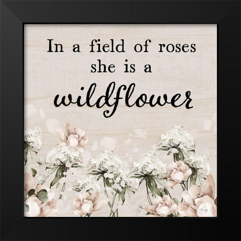 She is a Wildflower Black Modern Wood Framed Art Print by Yass Naffas Designs