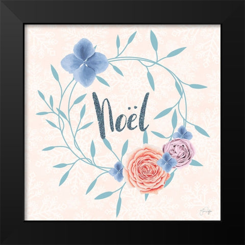 Pastel Noel Wreath Black Modern Wood Framed Art Print by Yass Naffas Designs