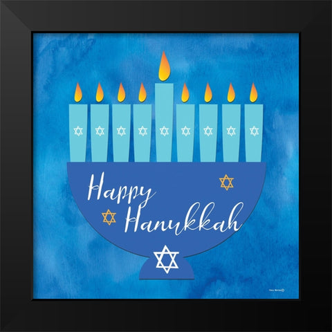 Happy Hanukkah Menorah III Black Modern Wood Framed Art Print by Yass Naffas Designs