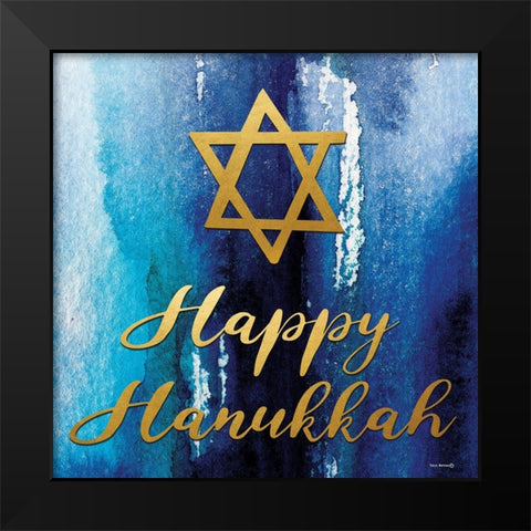 Happy Hanukkah Black Modern Wood Framed Art Print by Yass Naffas Designs