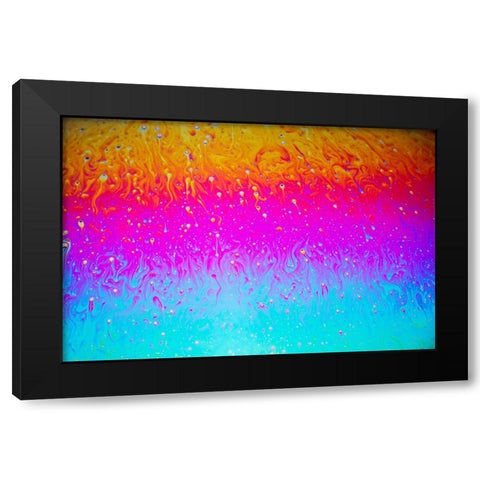 Abstract pattern of refracted light in soap bubble Black Modern Wood Framed Art Print by Jones, Adam