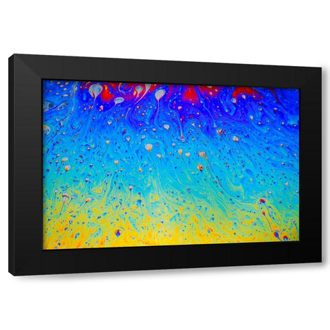 Abstract pattern of refracted light in soap bubble Black Modern Wood Framed Art Print by Jones, Adam