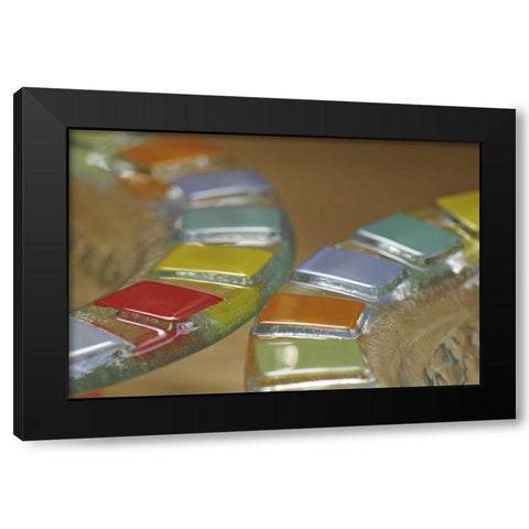 USA Colorful hand-made dish made of fused glass Black Modern Wood Framed Art Print with Double Matting by Terrill, Steve