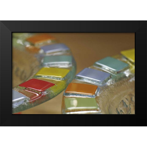 USA Colorful hand-made dish made of fused glass Black Modern Wood Framed Art Print by Terrill, Steve