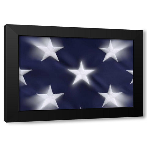 Abstract of blurred stars on the American flag Black Modern Wood Framed Art Print by Flaherty, Dennis