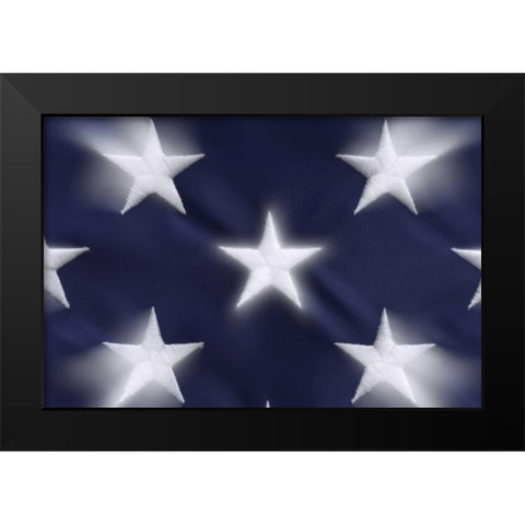 Abstract of blurred stars on the American flag Black Modern Wood Framed Art Print by Flaherty, Dennis