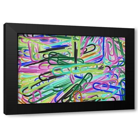 Abstract of multicolored paper clips Black Modern Wood Framed Art Print by Flaherty, Dennis