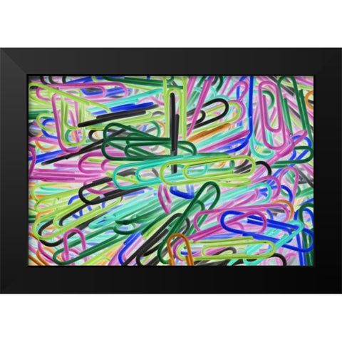 Abstract of multicolored paper clips Black Modern Wood Framed Art Print by Flaherty, Dennis