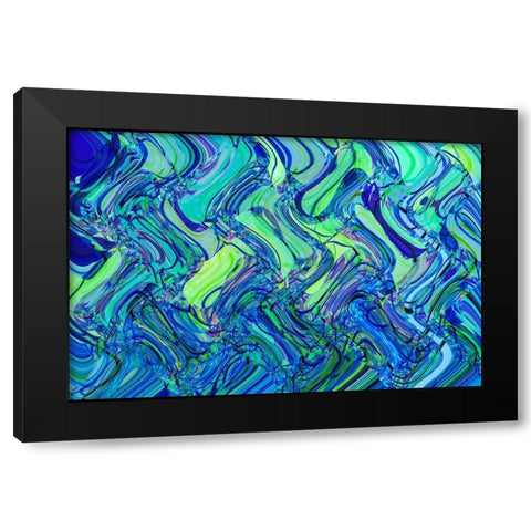Blue and Green Abstract Black Modern Wood Framed Art Print with Double Matting by Engelbrecht, Lisa S.