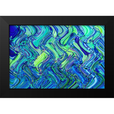 Blue and Green Abstract Black Modern Wood Framed Art Print by Engelbrecht, Lisa S.