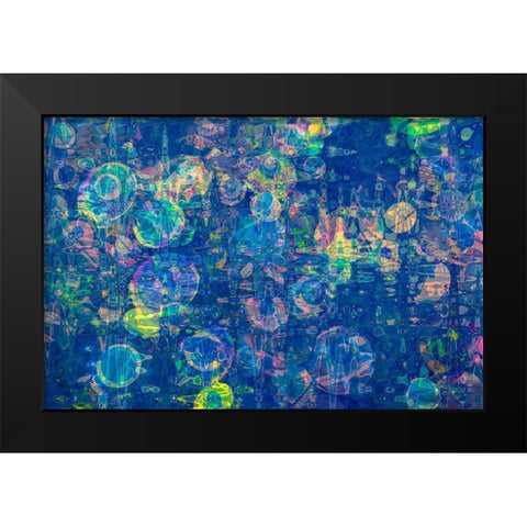 Abstract Blue Circles Black Modern Wood Framed Art Print by Engelbrecht, Lisa S.