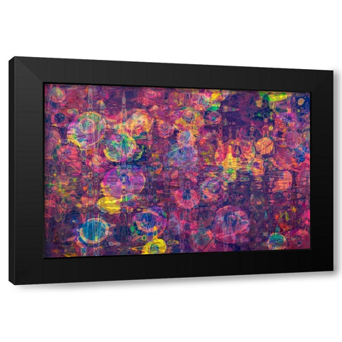 Abstract Purple Circles Black Modern Wood Framed Art Print by Engelbrecht, Lisa S.