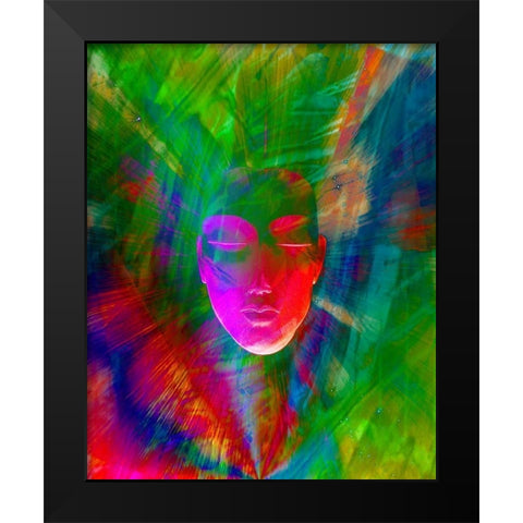 Abstract of meditating human face Black Modern Wood Framed Art Print by Zuckerman, Jim