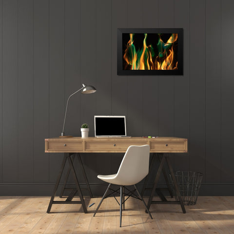 Colorful flames Black Modern Wood Framed Art Print by Herbig, David