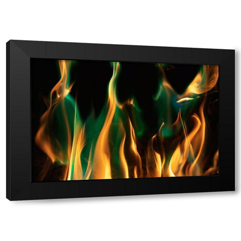 Colorful flames Black Modern Wood Framed Art Print with Double Matting by Herbig, David