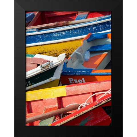 Harbor with traditional colorful fishing boats Town Ponta do Sol-Island Santo Antao-Cape Verde Black Modern Wood Framed Art Print by Zwick, Martin