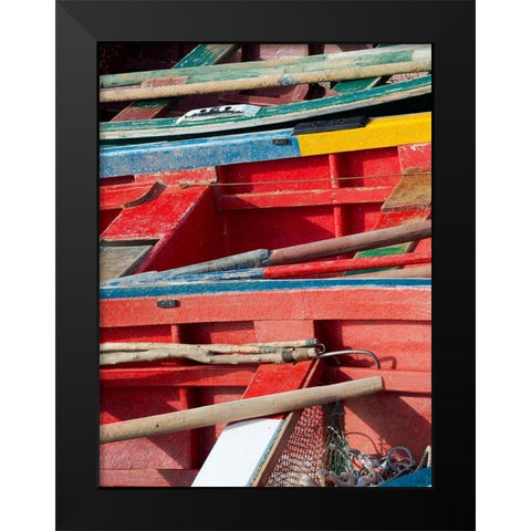 Harbor with traditional colorful fishing boats Town Ponta do Sol-Island Santo Antao-Cape Verde Black Modern Wood Framed Art Print by Zwick, Martin