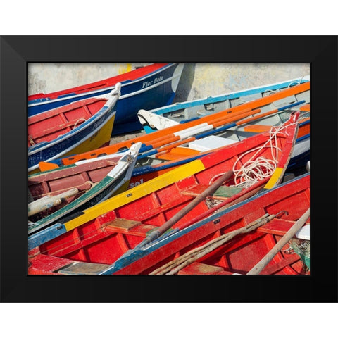 Harbor with traditional colorful fishing boats Town Ponta do Sol-Island Santo Antao-Cape Verde Black Modern Wood Framed Art Print by Zwick, Martin
