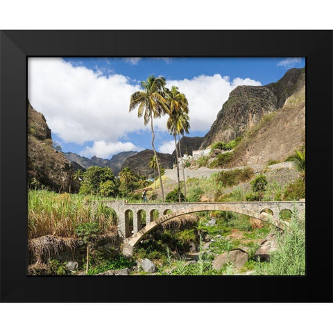 Harvesting sugarcane Valley Ribeira do Paul on the island Santo Antao-Cape Verde Black Modern Wood Framed Art Print by Zwick, Martin