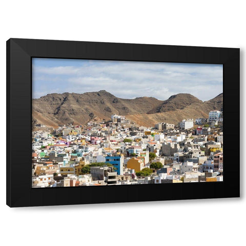 City view City Mindelo-a seaport on the island Sao Vicente-Cape Verde Africa Black Modern Wood Framed Art Print with Double Matting by Zwick, Martin